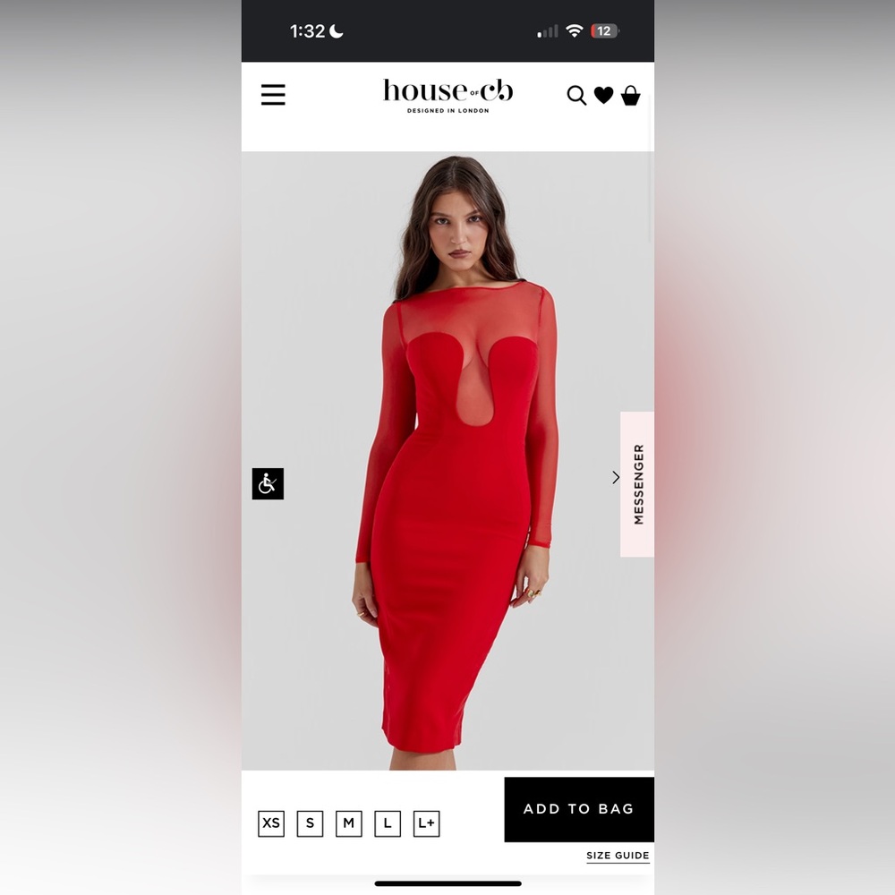 House of CB DARCY SCARLET PLUNGE MIDI DRESS | size XL | Red